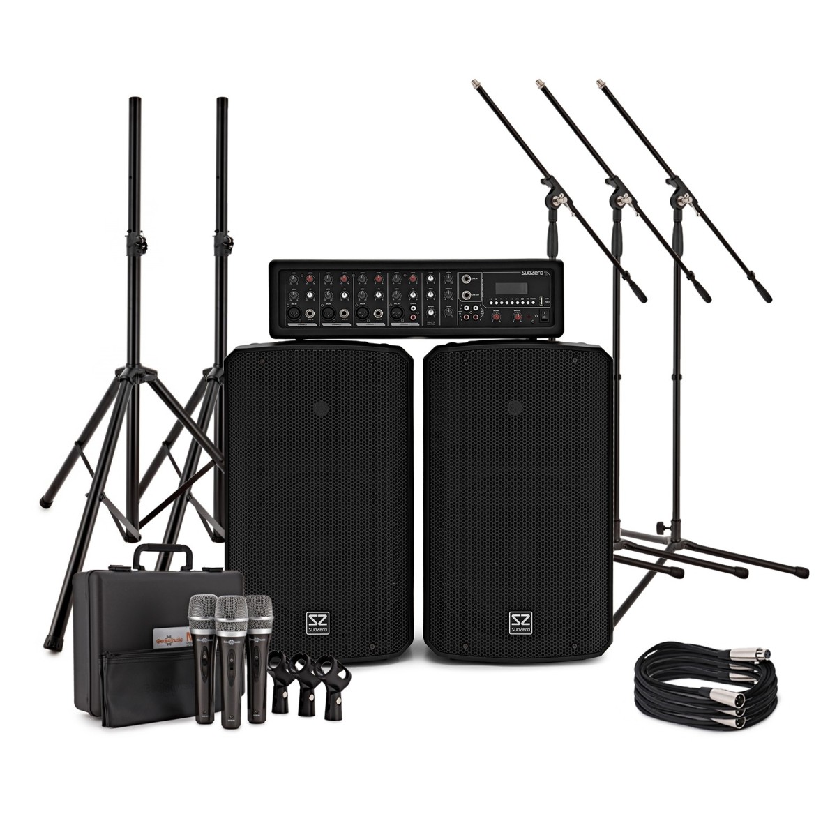 SubZero SZPA-410 175W 10" PA System with Microphones and Stands - Image 1