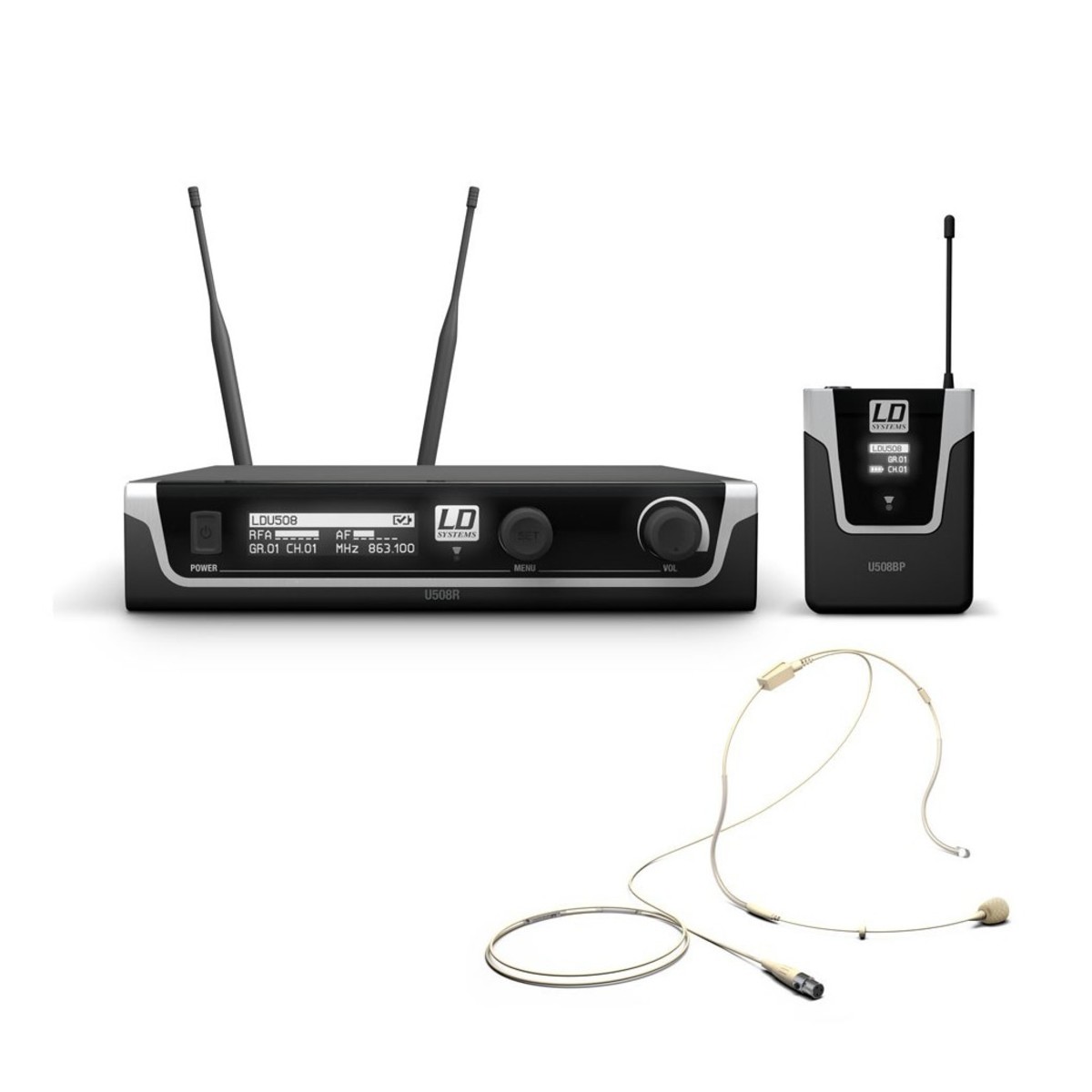 LD Systems U508 BPHH Single Headset Mic Wireless System Beige - Image 1
